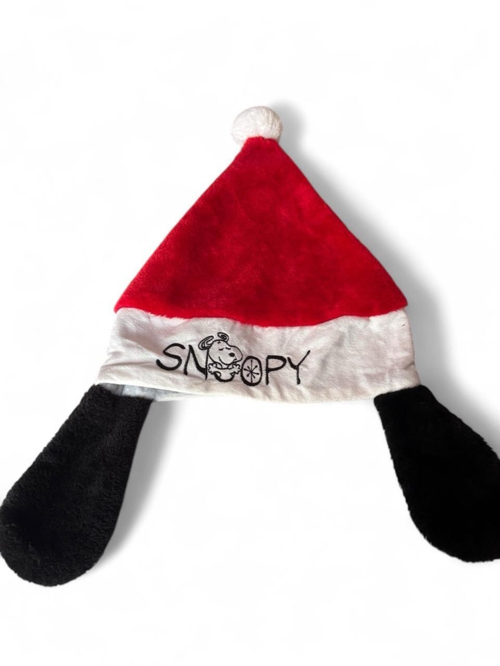 Peanuts Kids Santa Hat with Snoopy Ears - Red, White, Black